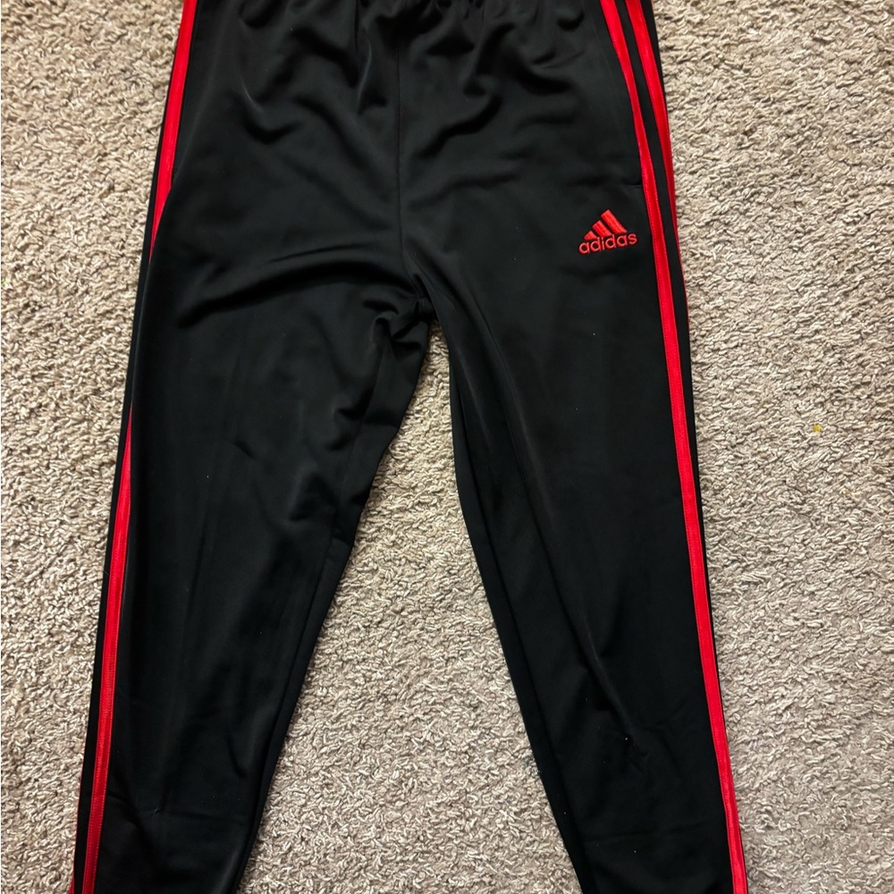 NWT Adidas Kids Black and Red Track Pants Boys 10/12 - Picture 6 of 10